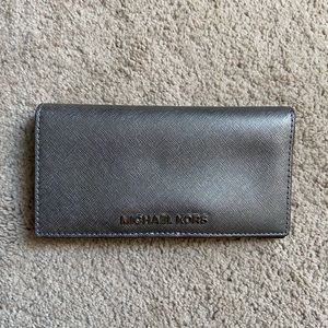 Michael Kors charcoal metallic snap wallet